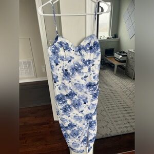 Blueish purple floral dress with slit size small Windsor